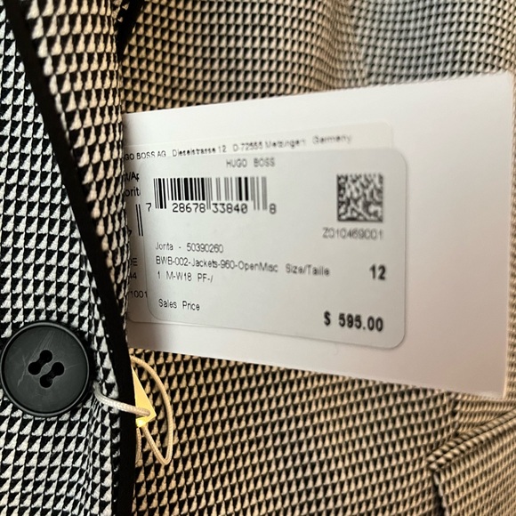 Hugo Boss Tweed Wool Blazer Size 12 NWT - Picture 8 of 9